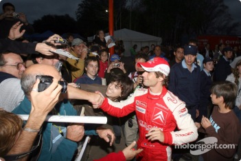 Sebastien with rally fans